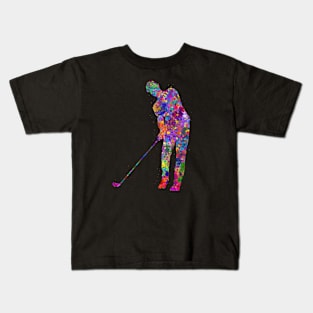 Golf player man watercolor art Kids T-Shirt